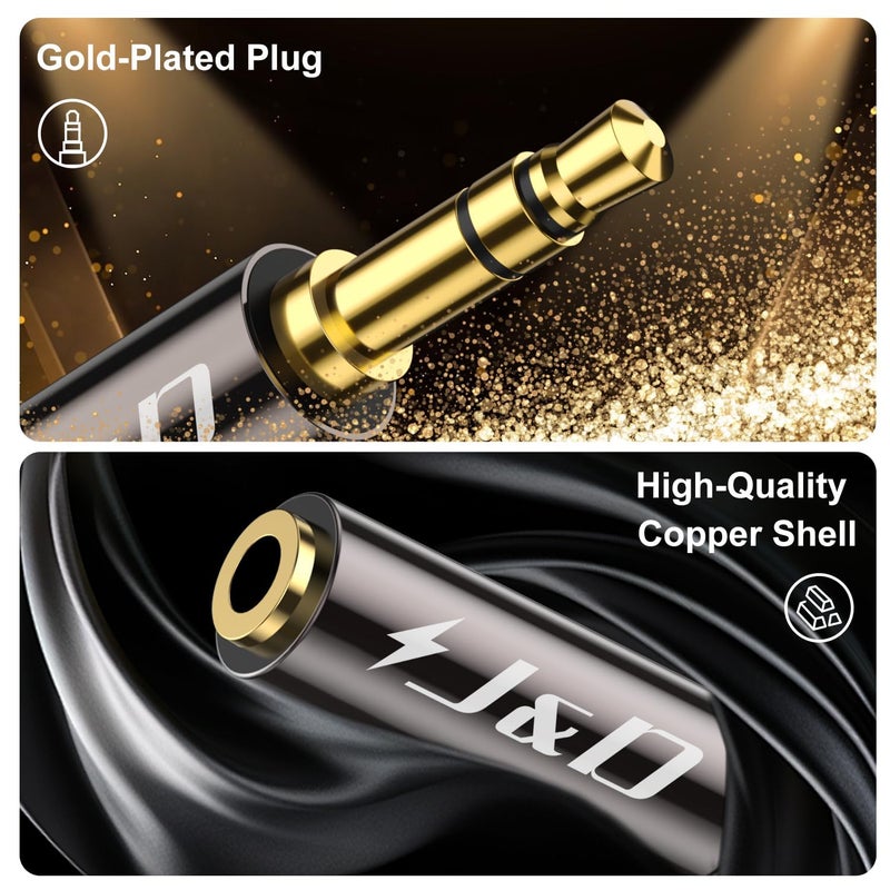 J&D 1/8 Inch TRS Stereo Y Splitter Cable, Gold Plated Copper Shell 3.5mm Female to Dual Male Adapter, Only Suitable for Switching, 2 Feet - Image 5