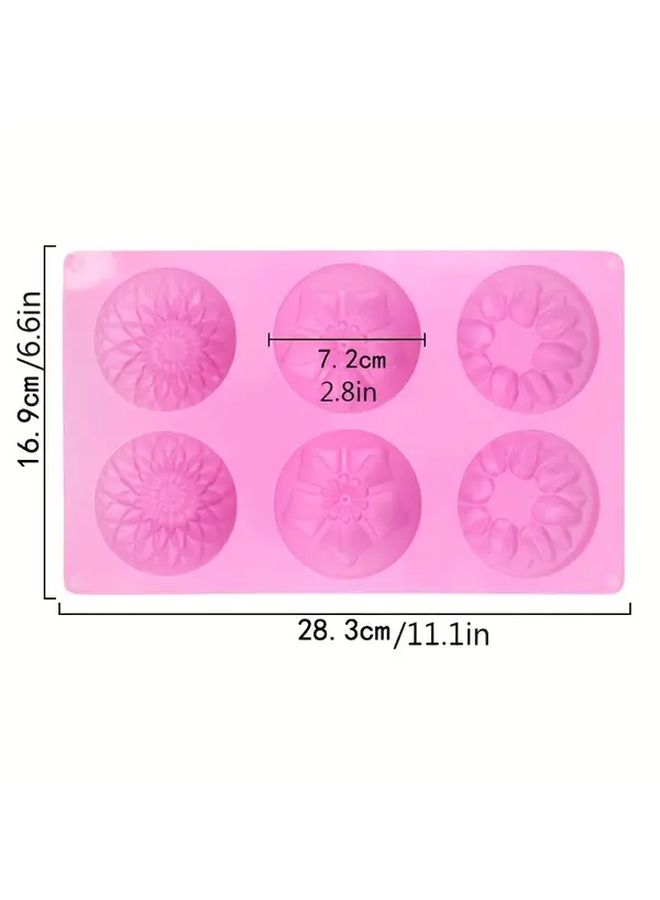 Pink Silicone Flower Cake Molds 6 Cavity For Baking And Soap Making - Image 2