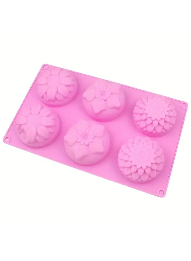 Pink Silicone Flower Cake Molds 6 Cavity For Baking And Soap Making - Image 5