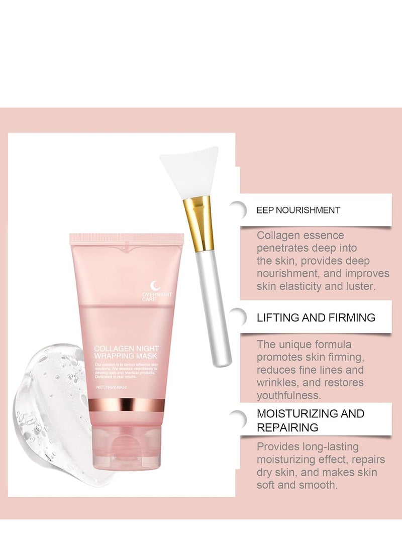 Hoygi Collagen Overnight Wrapping Peel Off Facial Mask Pack - Elasticity & Hydration Care, Reduces Sagging & Dullness - Hydrolyzed Collagen For Glowing Skin - Korean Skin Care - Image 2