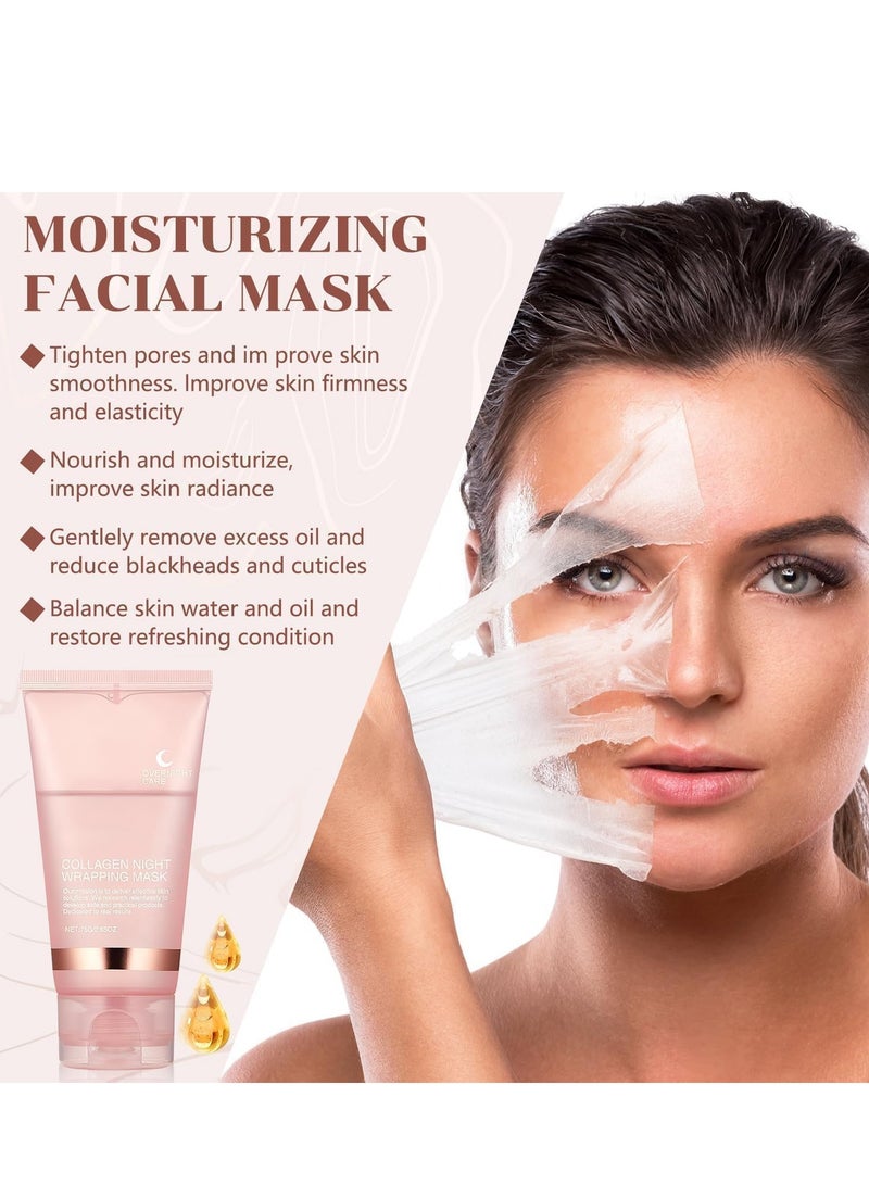 Hoygi Collagen Overnight Wrapping Peel Off Facial Mask Pack - Elasticity & Hydration Care, Reduces Sagging & Dullness - Hydrolyzed Collagen For Glowing Skin - Korean Skin Care - Image 4
