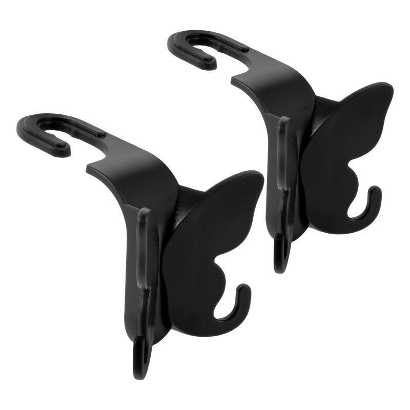 2pcs Car Seat Headrest Hooks: Vehicle Seat Back Hook Butterfly Shaped - Vehicle Storage Organizer Hanger For Hanging Purses Bags Umbrellas - Image 1