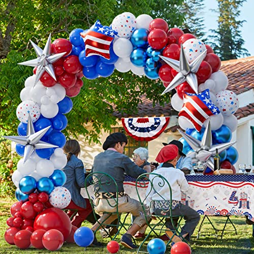 AobkDeco 151pcs Red White and Blue Balloon Garland Arch Kit Patriotic Decorations with Exploding Star Balloons for Graduation Party Supplies Nautical Party Veterans Memorial Day 4th of July Baseball Party - Image 5