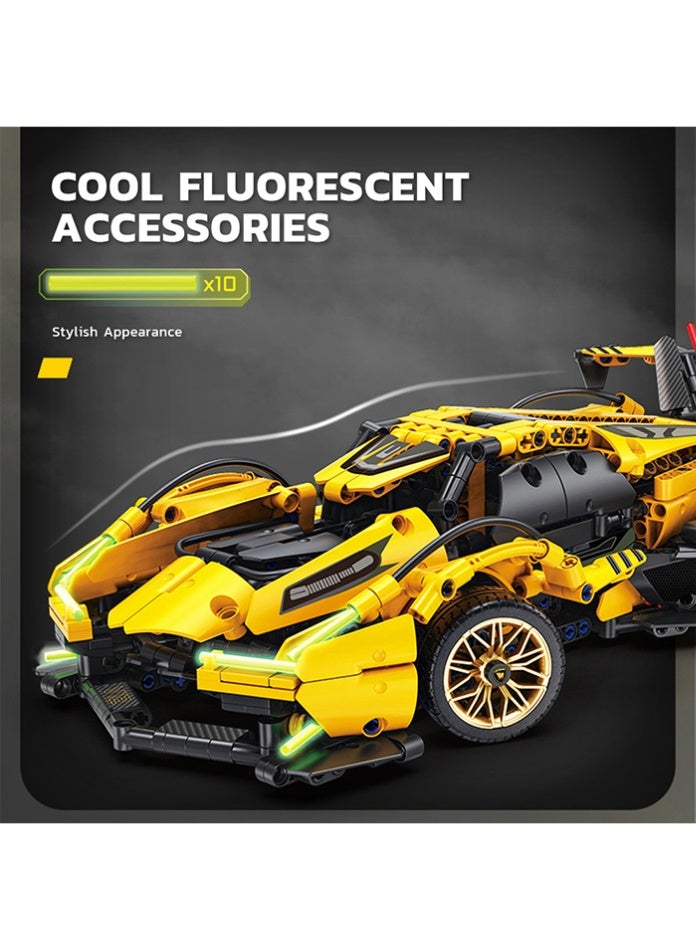 MINGDI 1158 Pcs V12 Mechanical Supercar Building Blocks Set - Remote Control Sports Car with Luminous Accessories & Openable Hood - Educational STEM Toy for Kids 6+ and Adults - Image 5