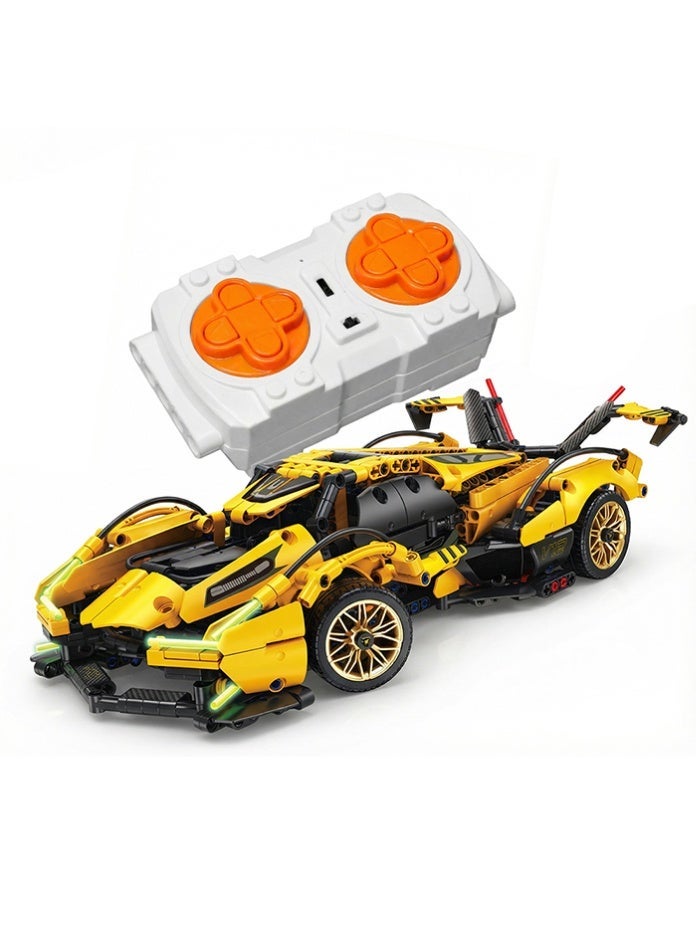 MINGDI 1158 Pcs V12 Mechanical Supercar Building Blocks Set - Remote Control Sports Car with Luminous Accessories & Openable Hood - Educational STEM Toy for Kids 6+ and Adults - Image 2