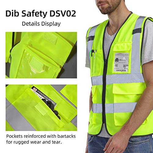 Dib Safety Reflective Vest ANSI Class 2, High Visibility Vest with Pockets and Zipper, Hi Vis Yellow 4XL - Image 3