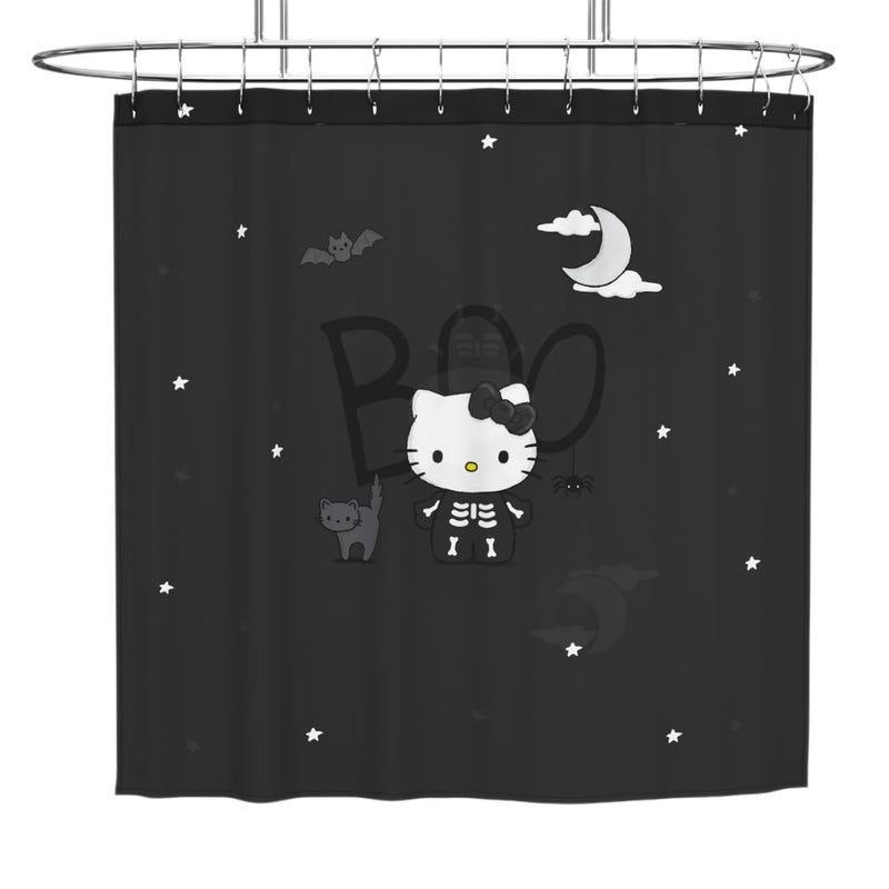 Franco Sanrio Hello Kitty Skeleton Halloween 13-Piece Shower Curtain Set, 72 x 72 Inch Fabric Curtain with Hooks, Bathroom Decor, Machine Washable, (100% Officially Licensed Product) by Franco Collectibles - Image 1