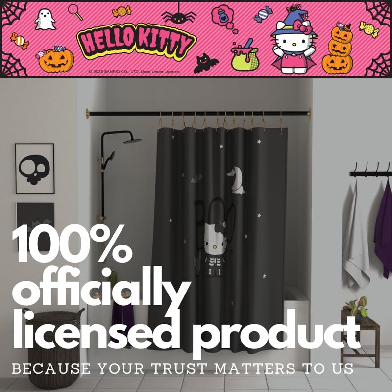 Franco Sanrio Hello Kitty Skeleton Halloween 13-Piece Shower Curtain Set, 72 x 72 Inch Fabric Curtain with Hooks, Bathroom Decor, Machine Washable, (100% Officially Licensed Product) by Franco Collectibles - Image 5