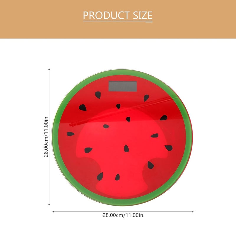 Watermelon Digital Bathroom Weight Scale Portable Practical Tempered Glass Platform Travel Body Weight Managing Scale Cartoon Mini Round Design - Image 2