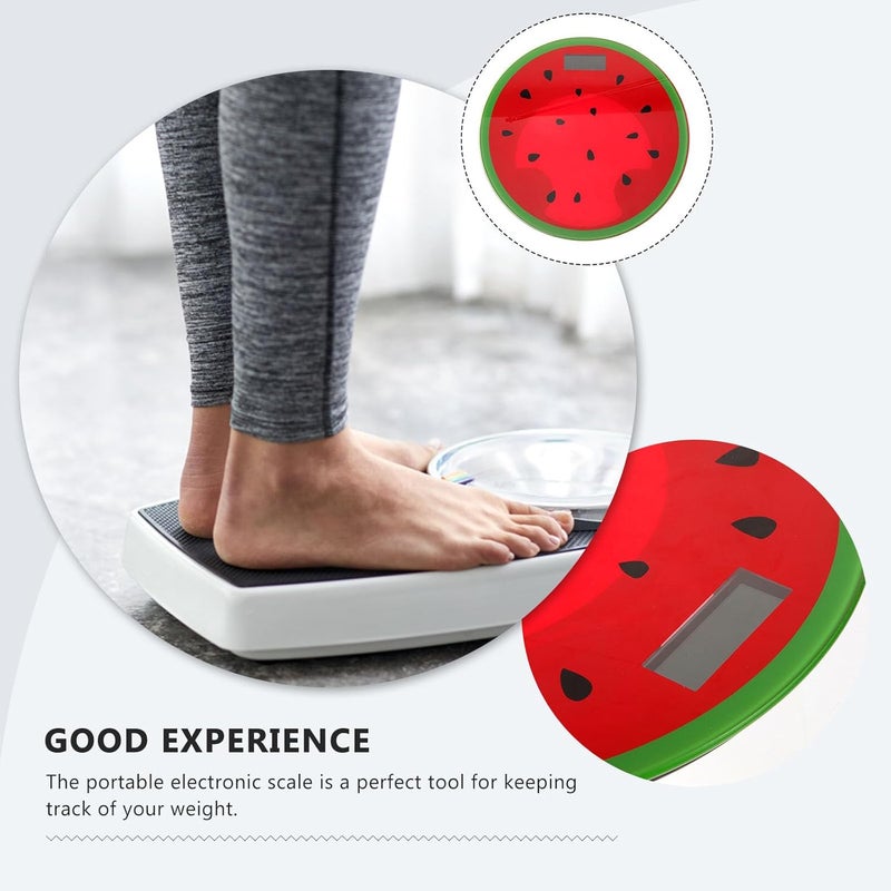 Watermelon Digital Bathroom Weight Scale Portable Practical Tempered Glass Platform Travel Body Weight Managing Scale Cartoon Mini Round Design - Image 3