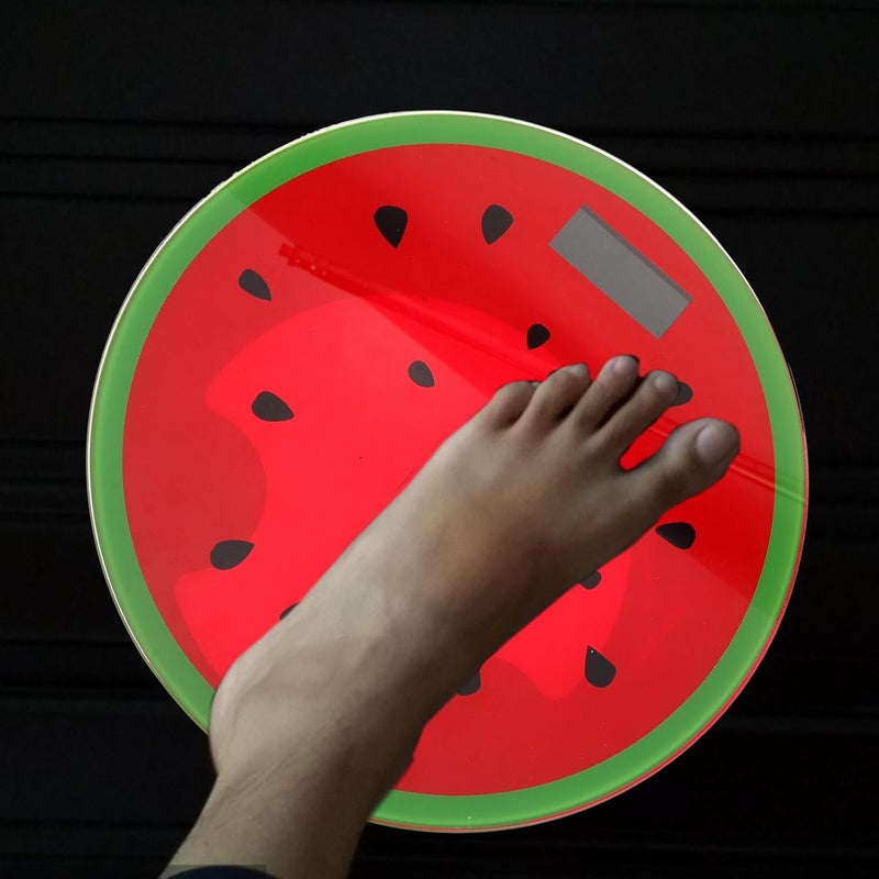 Watermelon Digital Bathroom Weight Scale Portable Practical Tempered Glass Platform Travel Body Weight Managing Scale Cartoon Mini Round Design - Image 5