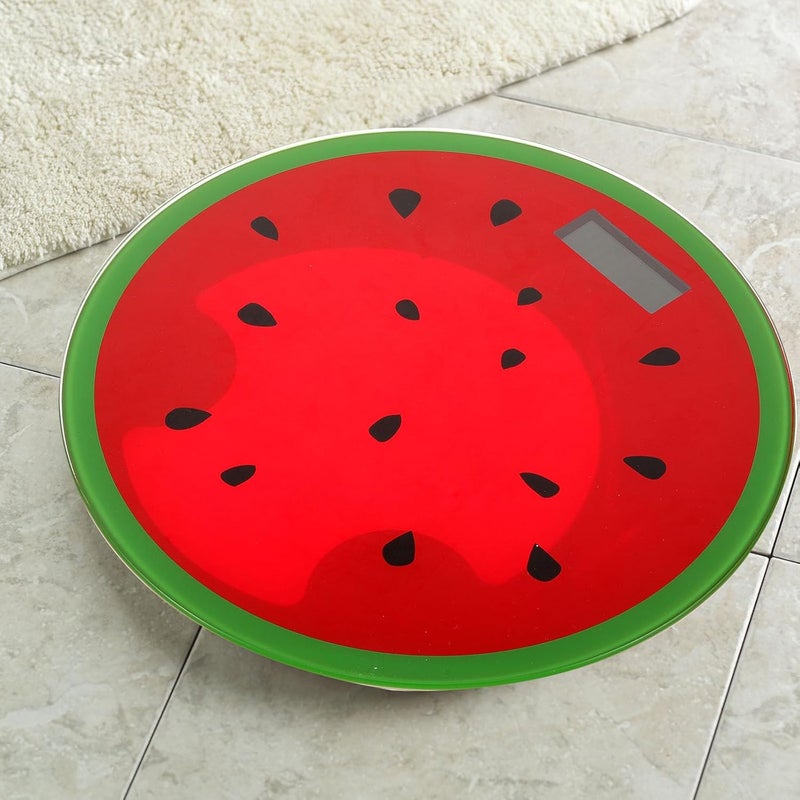 Watermelon Digital Bathroom Weight Scale Portable Practical Tempered Glass Platform Travel Body Weight Managing Scale Cartoon Mini Round Design - Image 4