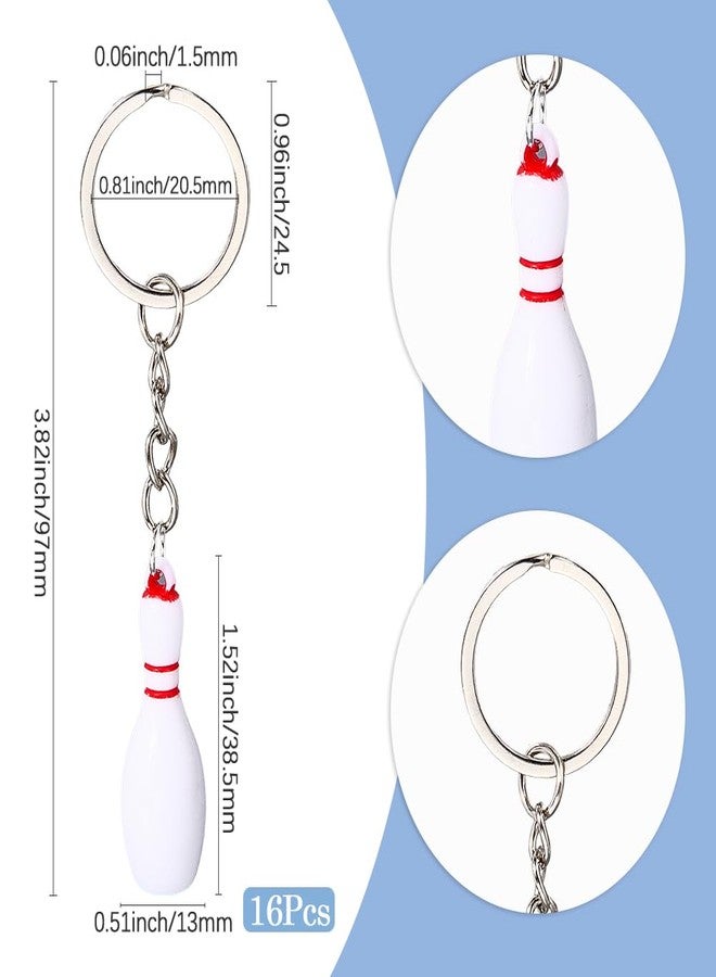SOFPLATE 16Pcs Bowling Key Chains Sports Keychain Favors Silver Metal Alloy Resin Favor Carnival Reward Fillers Souvenir Decorations Charm Keyring for Bowling Ball Party Backpack DIY Crafts Supplies - Image 2
