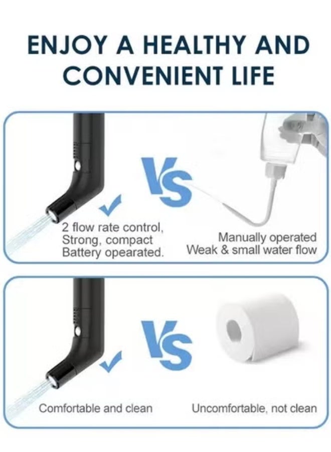 رافين بيديه سفر محمول قابل لإعادة الشحن مع خزان مياه مدمج، ضغط مياه قابل للتعديل، شطاف محمول للنظافة الشخصية والتخييم والسفر والمنزل والمكتب والاستخدام بعد الولادة - بخاخ بيديه كهربائي صغير الحجم للتنظيف والراحة أثناء التنقل. - Image 4