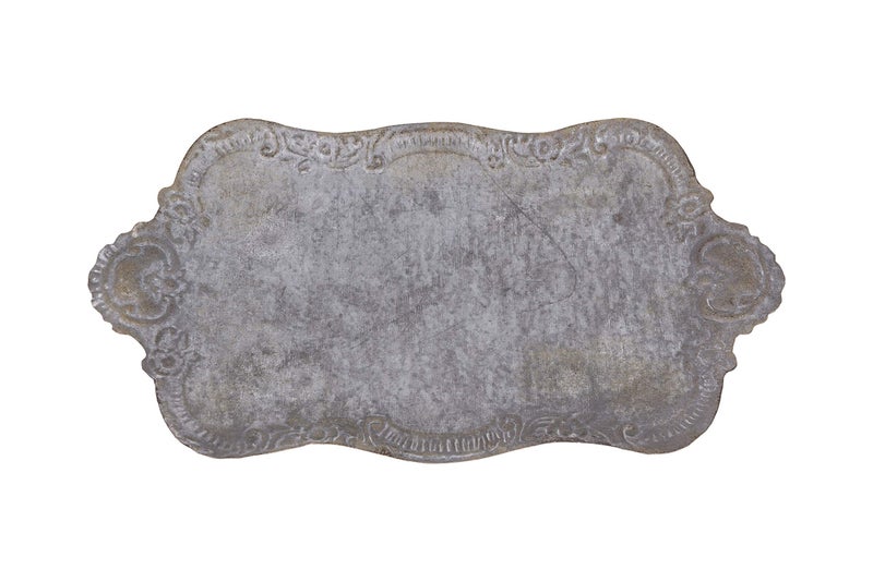 Creative Co-op Decorative Metal Tray with Distressed Grey Finish - Image 1