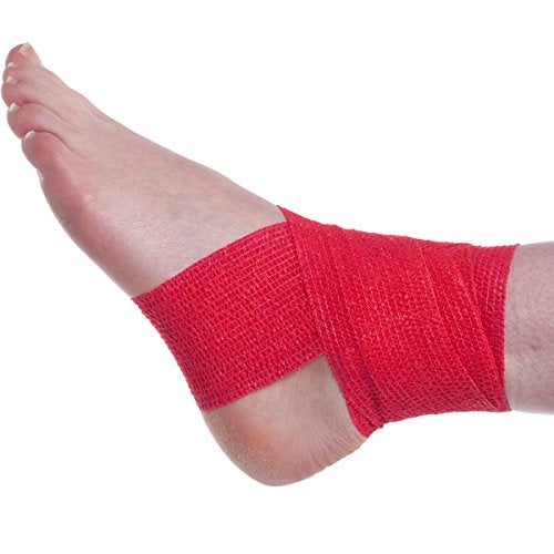 A-TAPE Self Adhesive Non Woven Bandage Wrap – 10 cm X 4.5 m Breathable Self Adherent Wrap for Pets - Athletic Elastic Cohesive Bandage for Sports Injury: Ankle, Knee & Wrist Sprains(Pack Of 2) - Red - Image 2