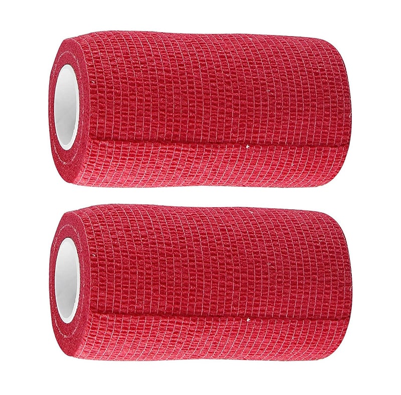 A-TAPE Self Adhesive Non Woven Bandage Wrap – 10 cm X 4.5 m Breathable Self Adherent Wrap for Pets - Athletic Elastic Cohesive Bandage for Sports Injury: Ankle, Knee & Wrist Sprains(Pack Of 2) - Red - Image 1