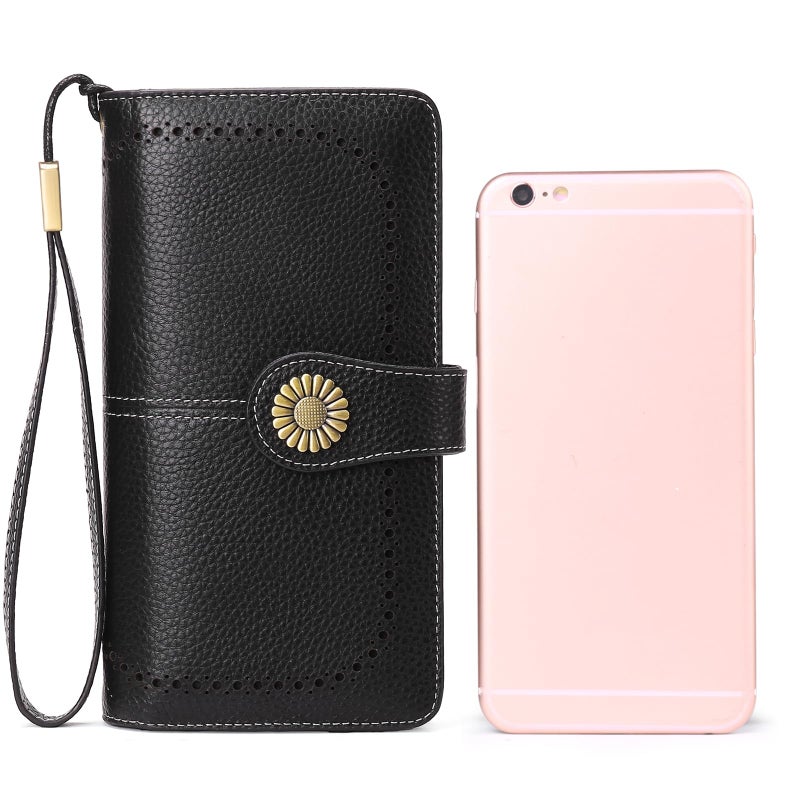 SENDEFN Wallets for Women Leather Credit Card Holder with RFID Blocking Large Capacity Wristlet - Image 5