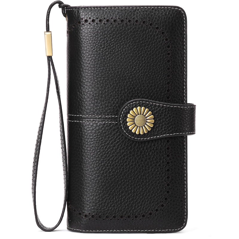 SENDEFN Wallets for Women Leather Credit Card Holder with RFID Blocking Large Capacity Wristlet - Image 1