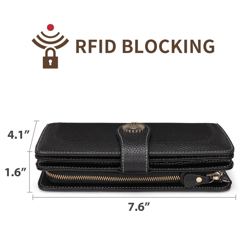 SENDEFN Wallets for Women Leather Credit Card Holder with RFID Blocking Large Capacity Wristlet - Image 3