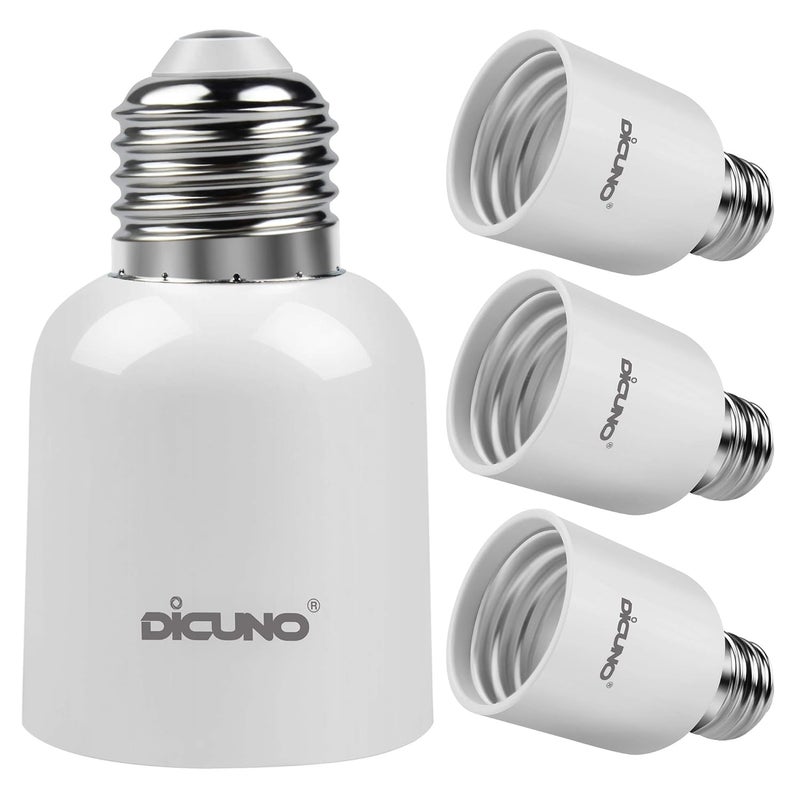 DiCUNO E26 to E39 Socket Adapter, Medium E26 to Mogul E39 Screw Base Light Bulb Socket Converter, Maximum 300W, 165℃ Heat Resistant, Pack of 4 - Image 1