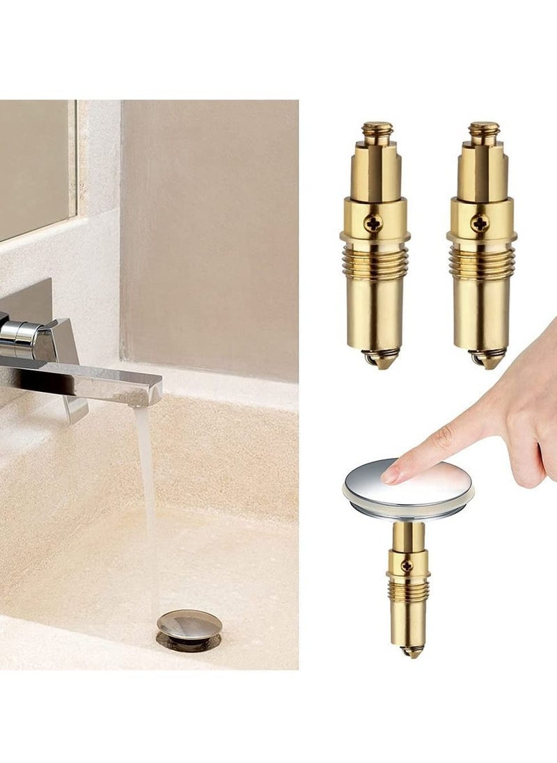 Excefore - Basin Click Clack, 2pcs Spring Brass Plug Bolt Basin Sink clicker Slotted Plug Bolt Replacement Push Internal Spring Plug for Bathtub Sink Basin Drain Stopper - Image 1