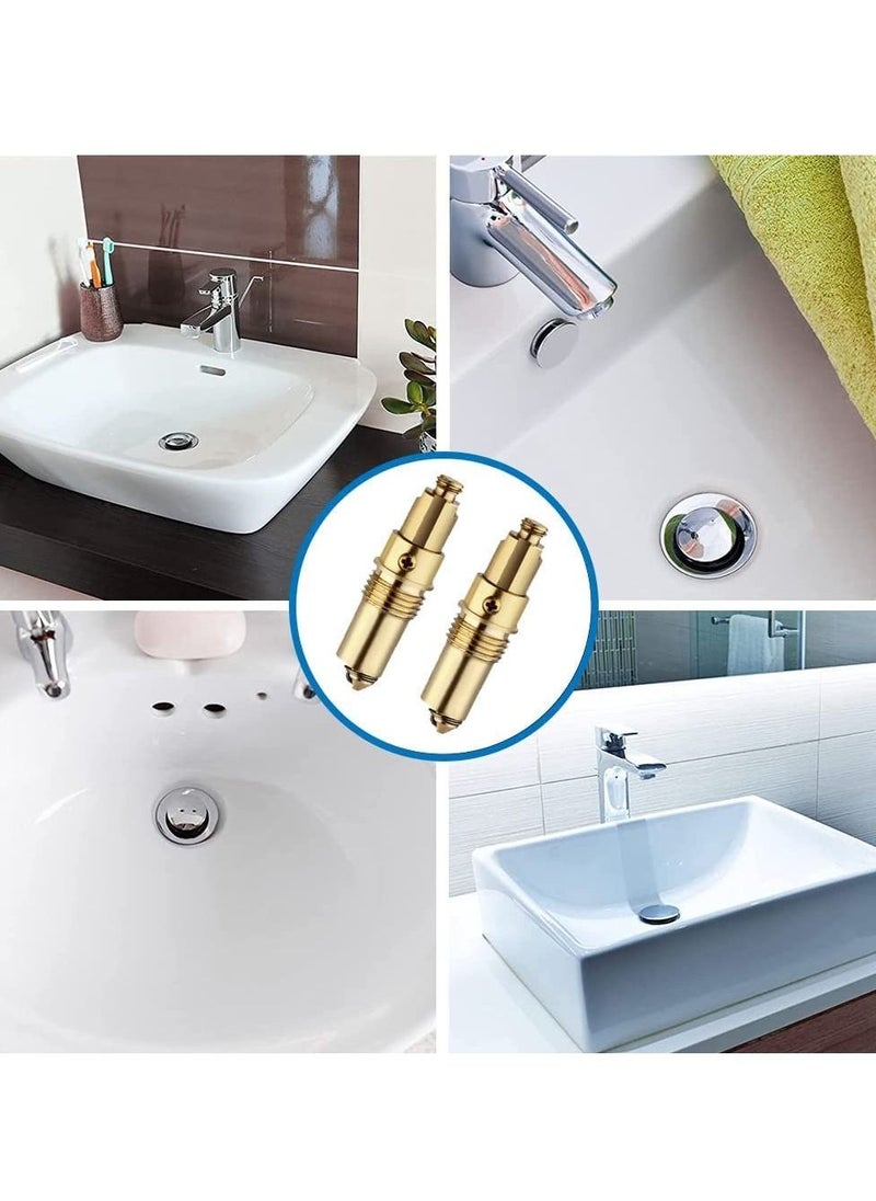 Excefore - Basin Click Clack, 2pcs Spring Brass Plug Bolt Basin Sink clicker Slotted Plug Bolt Replacement Push Internal Spring Plug for Bathtub Sink Basin Drain Stopper - Image 1
