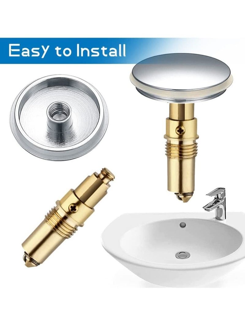 Excefore - Basin Click Clack, 2pcs Spring Brass Plug Bolt Basin Sink clicker Slotted Plug Bolt Replacement Push Internal Spring Plug for Bathtub Sink Basin Drain Stopper - Image 1