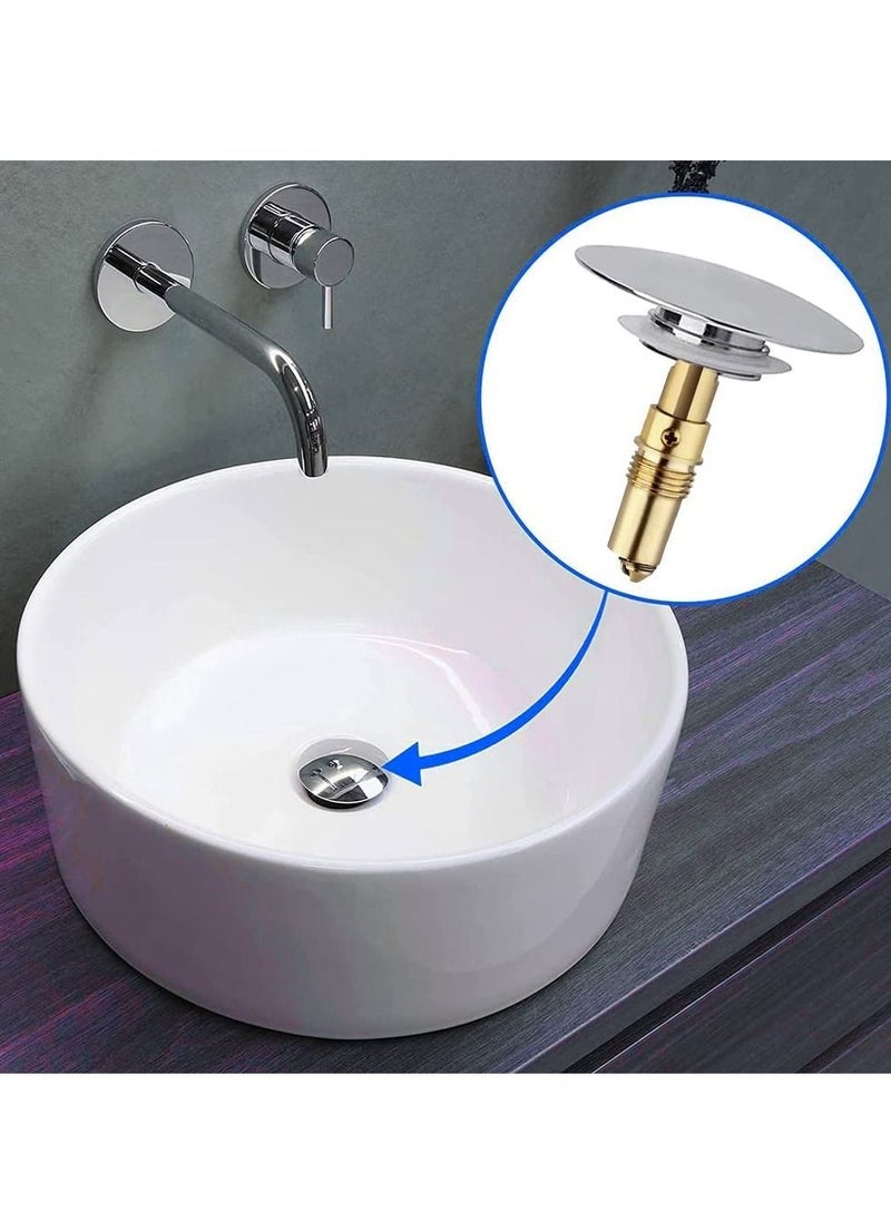 Excefore - Basin Click Clack, 2pcs Spring Brass Plug Bolt Basin Sink clicker Slotted Plug Bolt Replacement Push Internal Spring Plug for Bathtub Sink Basin Drain Stopper - Image 1