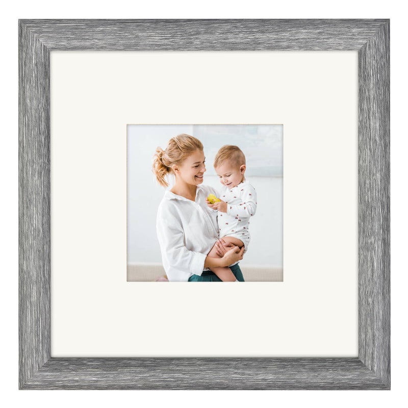 AEVETE Picture Frame 8x8 Gray Photo Frames Rustic for Wall and Desk Decor - Image 1