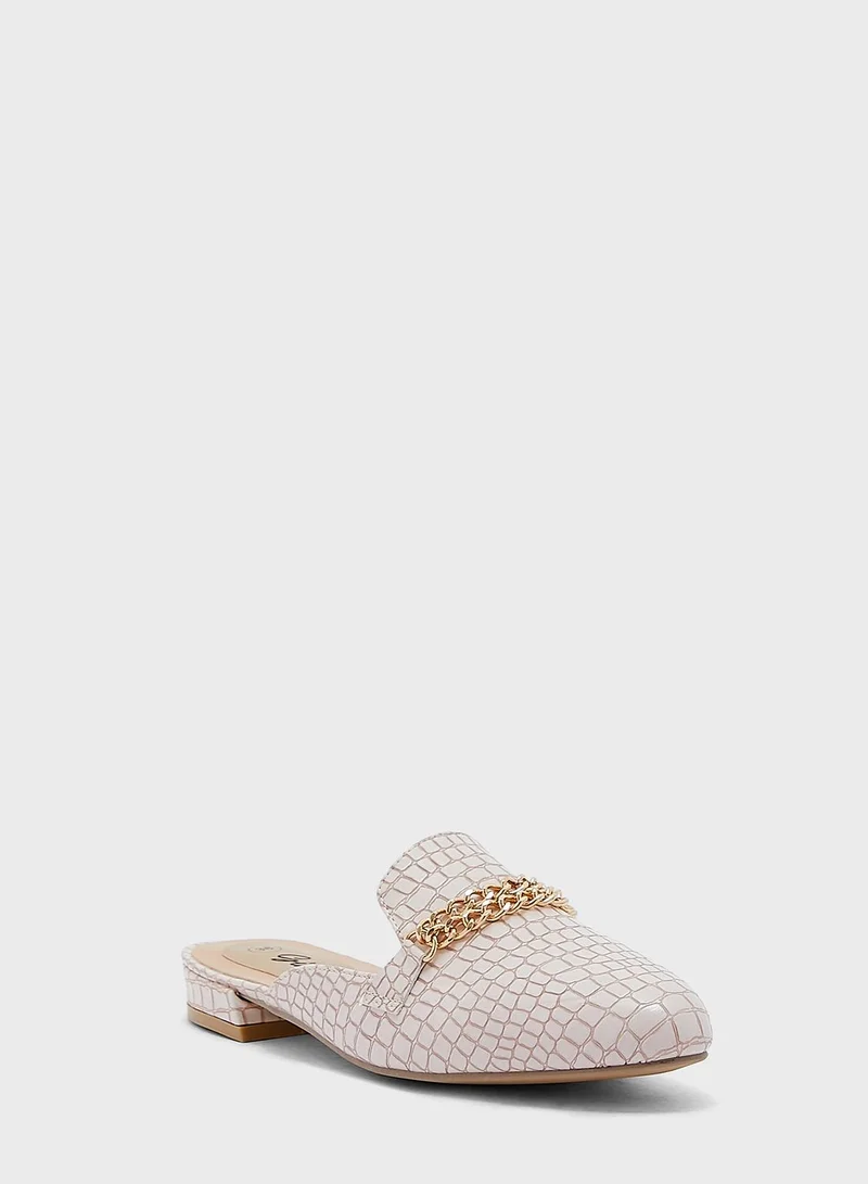 Ginger Chain Detail Croc Slip On Flat Shoe