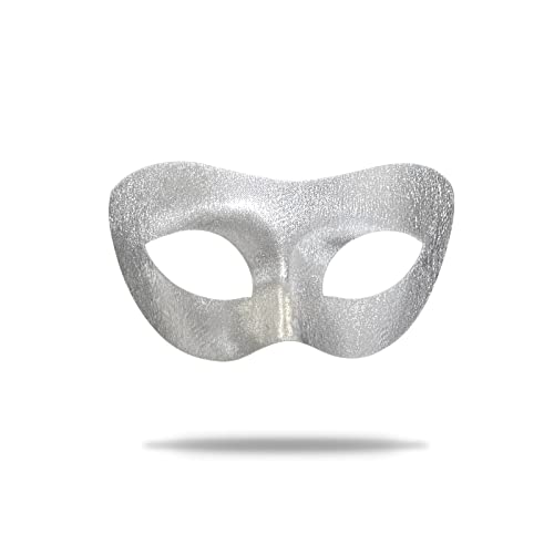 IncreDecor Masquerade Mask for Men Mardi Gras Mask Halloween Venetian Cosplay Party Wear Mens Silver Faux Leather Design (Fashionable Man) - Image 1