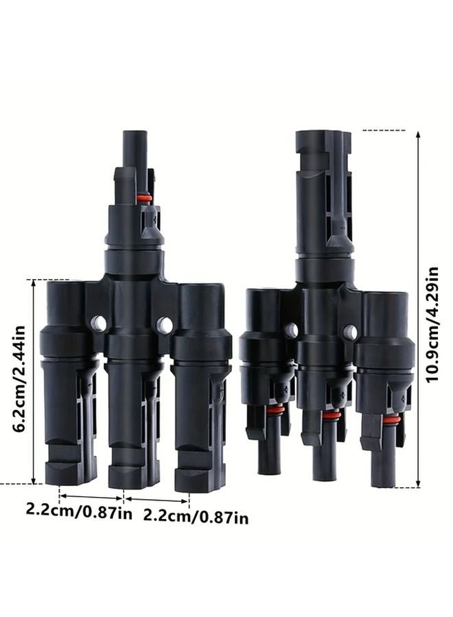 1 Pair Black 3 To 1 T Branch Solar Panel Connector For Parallel Connection - Image 3
