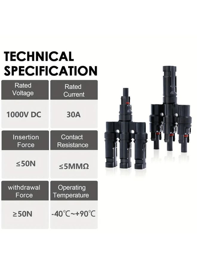 1 Pair Black 3 To 1 T Branch Solar Panel Connector For Parallel Connection - Image 4