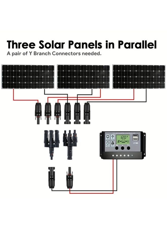 1 Pair Black 3 To 1 T Branch Solar Panel Connector For Parallel Connection - Image 5