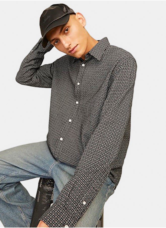JACK & JONES - Jorjoshua Dobby Check Shirt Ls - Image 1
