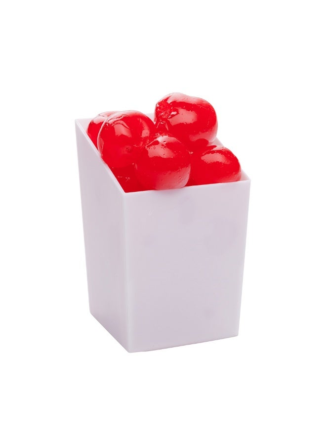 Restaurantware 3 Ounce Appetizer Cups, 100 Incline Shooter Cups - Disposable, Small, White Plastic Mini Dessert Cups, For Mousses, Parfaits, Or Jello, For Weddings Or Catering  - Image 2