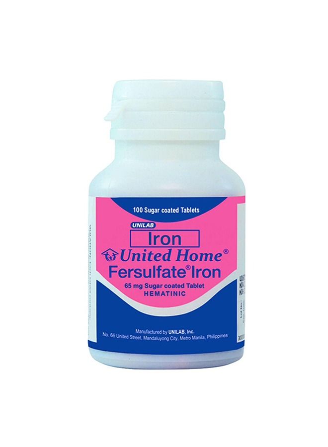 IRON United Home Fersulfate Iron Suger Coated 100 Tablets 