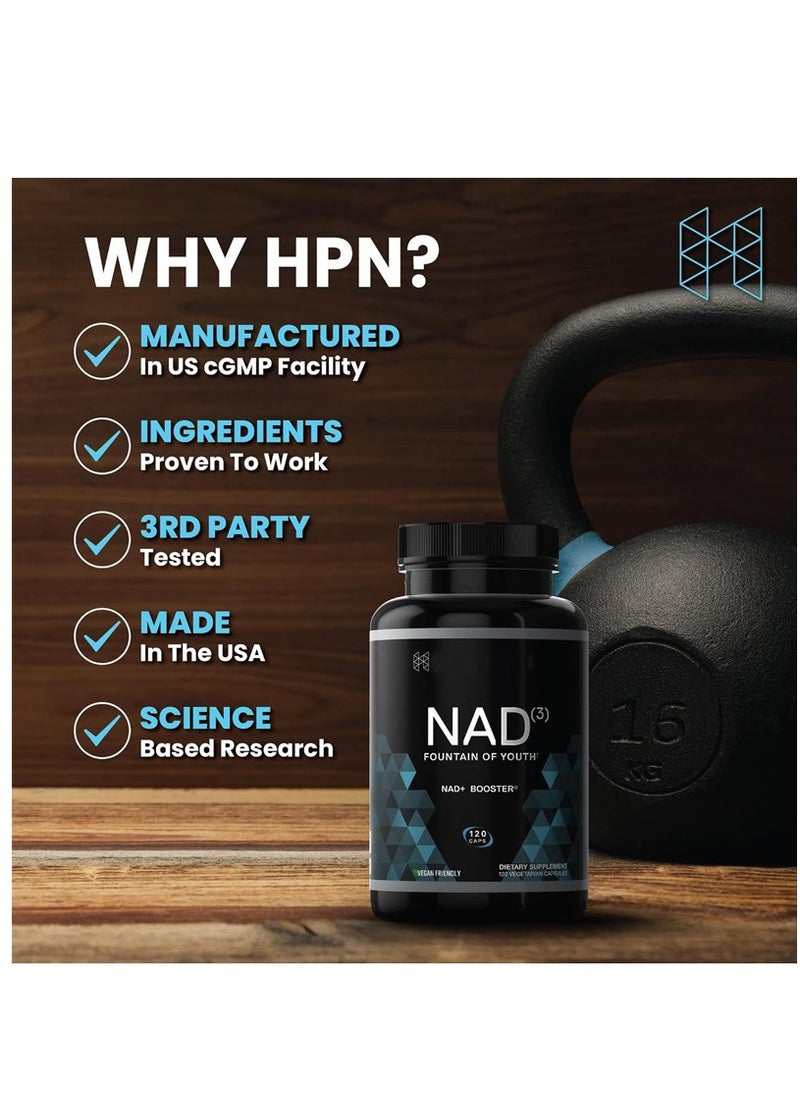 NAD HPN Supplements NAD NAD Booster Value Size 2 Month Supply Clinically Proven Independently Tested Metabolic Repair 312 mg per Serving 120 Capsules  - Image 2