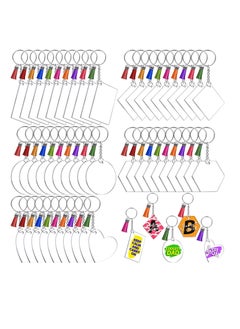 Blank Keychains for Vinyl Acrylic Keychain Blanks Bulk with 5 Shapes Clear Acrylic Disc Leather Tassel Charms Key Chains Jump Ring for DIY Craft Ornament Engrave Painting 200Pcs
