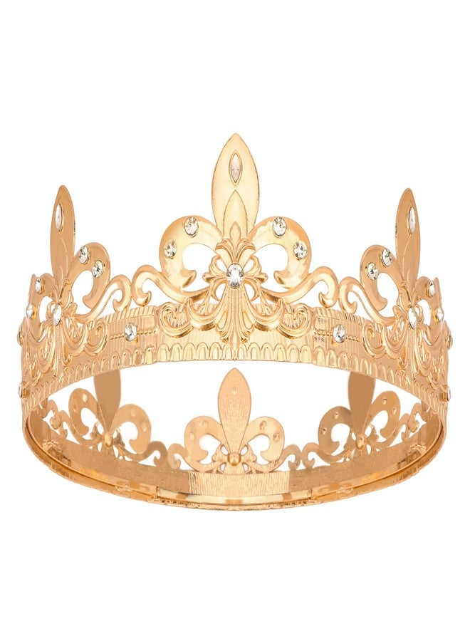 YISSION Men's Gold Fleur - de - Lis Crown with Rhinestones, Royal King Costume Headpiece for Cosplay, Halloween, Themed Parties - Image 1