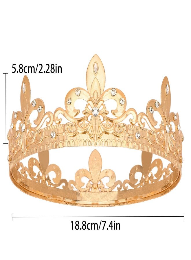 YISSION Men's Gold Fleur - de - Lis Crown with Rhinestones, Royal King Costume Headpiece for Cosplay, Halloween, Themed Parties - Image 5