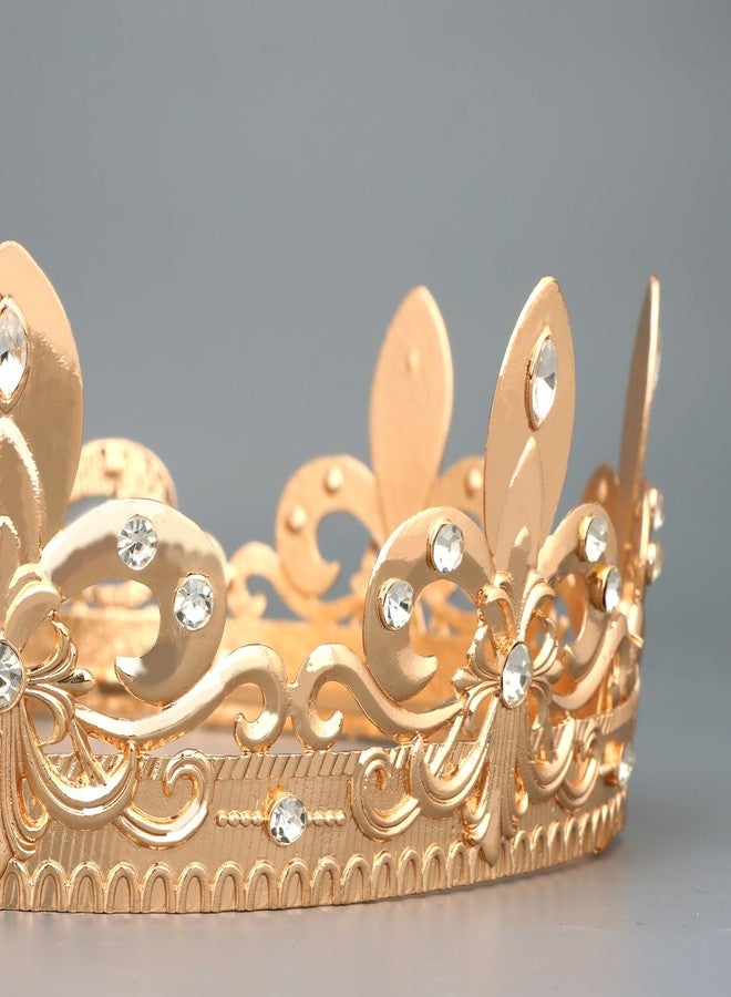 YISSION Men's Gold Fleur - de - Lis Crown with Rhinestones, Royal King Costume Headpiece for Cosplay, Halloween, Themed Parties - Image 4