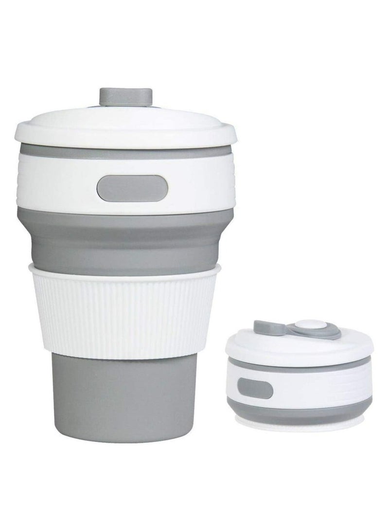 مييلان كوب قهوة قابل للطي من السيليكون خالٍ من مادة BPA، محمول ومناسب للسفر، وقابل للطي، يستخدم للنزهات والأنشطة الرياضية والتخييم، باللون الرمادي. - Image 1