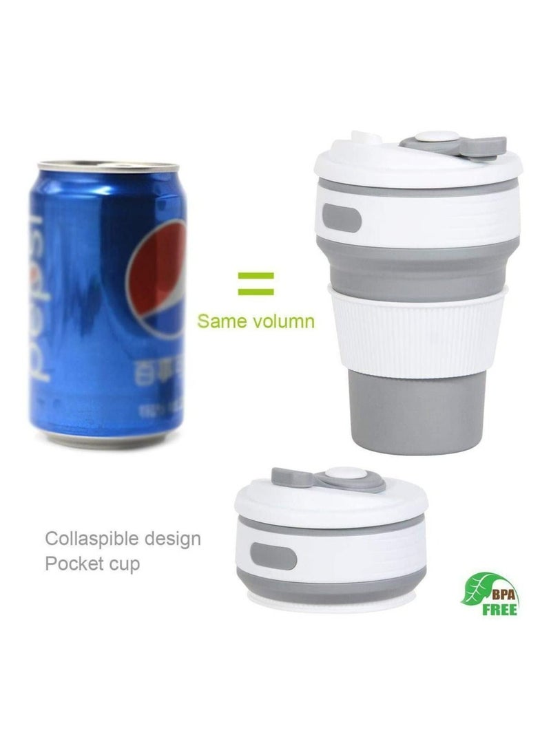 مييلان كوب قهوة قابل للطي من السيليكون خالٍ من مادة BPA، محمول ومناسب للسفر، وقابل للطي، يستخدم للنزهات والأنشطة الرياضية والتخييم، باللون الرمادي. - Image 2