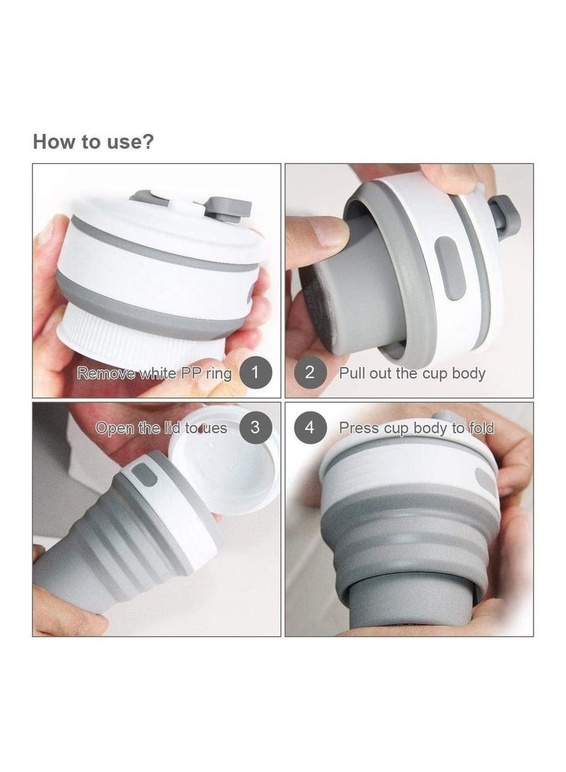 مييلان كوب قهوة قابل للطي من السيليكون خالٍ من مادة BPA، محمول ومناسب للسفر، وقابل للطي، يستخدم للنزهات والأنشطة الرياضية والتخييم، باللون الرمادي. - Image 3