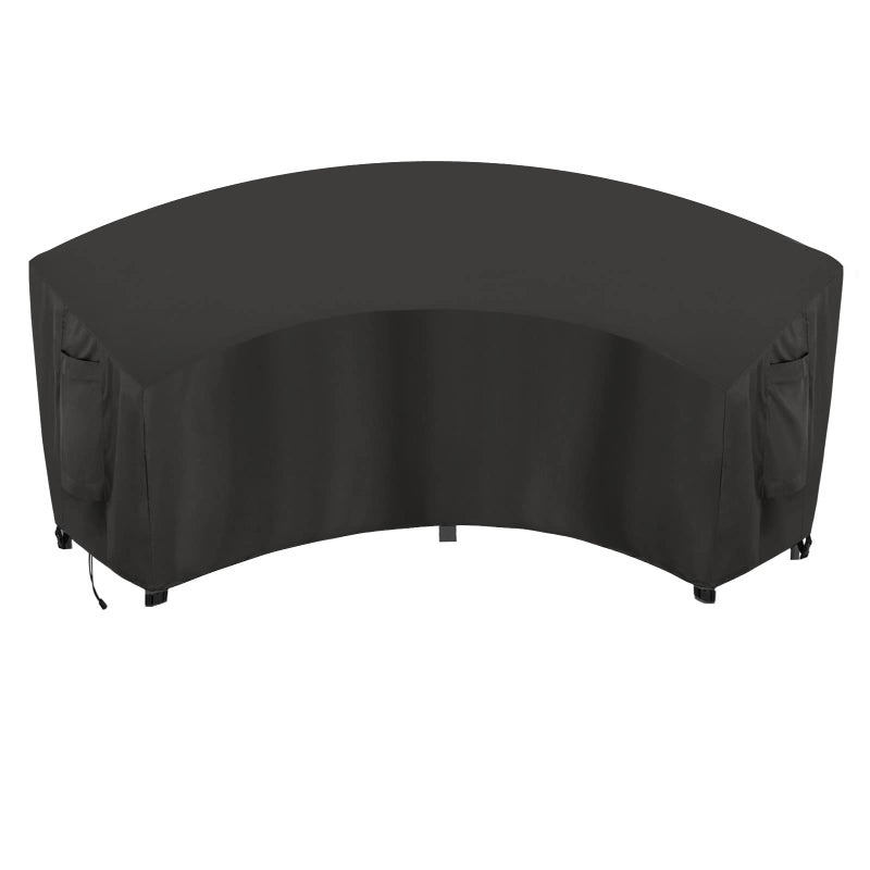 OutdoorLines Waterproof Curved Outdoor Sectional Cover  UV Resistant Windproof Patio Sectional Sofa Covers for Deck Lawn and Backyard Heavy Duty Furniture Covers 120Lx36Dx38Hx82FL Black