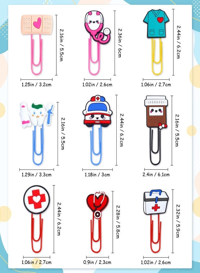 YETOOME 15 Pcs Cute Bookmark Paper Clips Cartoon Silicone Bookmarks with Colorful Paperclips for Girls Student Stationery Nursing Student Essentials - Image 2