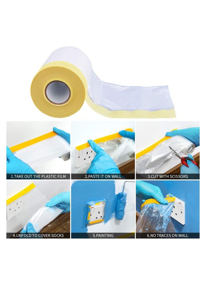 Y&D - Pre-Taped Masking Film, SYOSI Tape and Drape for Automotive Painting Covering, Assorted Paper, Protection Covering Cloth Painting, 6 Pack 3 Sizes - Image 1