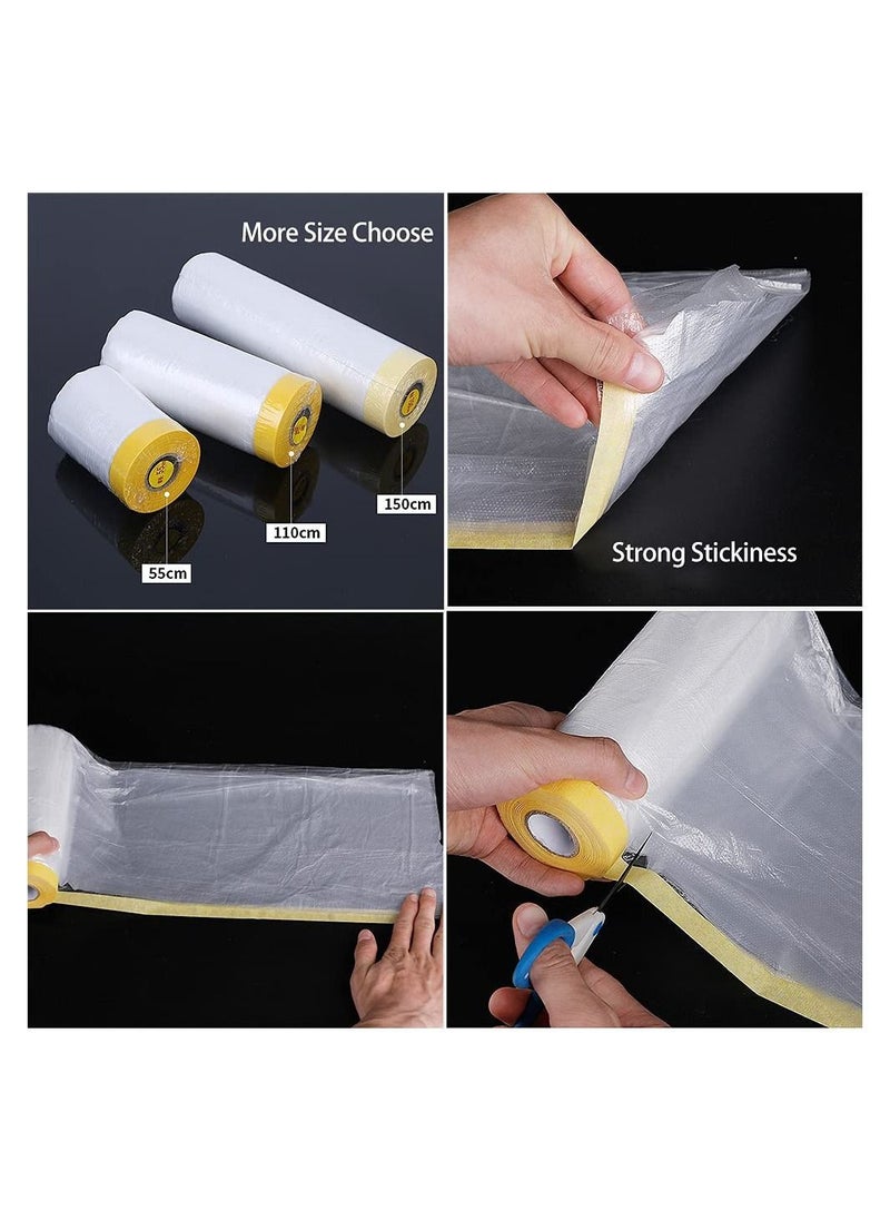 Y&D - Pre-Taped Masking Film, SYOSI Tape and Drape for Automotive Painting Covering, Assorted Paper, Protection Covering Cloth Painting, 6 Pack 3 Sizes - Image 1